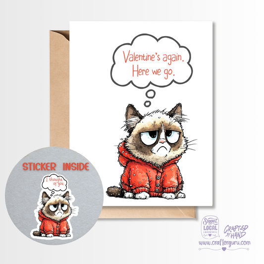 Valentine’s Again, Here We Go – Funny Anti-Valentine Card (Sticker Inside) VGC-003