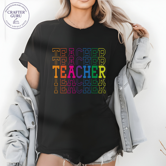 Retro Rainbow Teacher – Cute Colorful Tee for Educators (unisex Adult Tees)