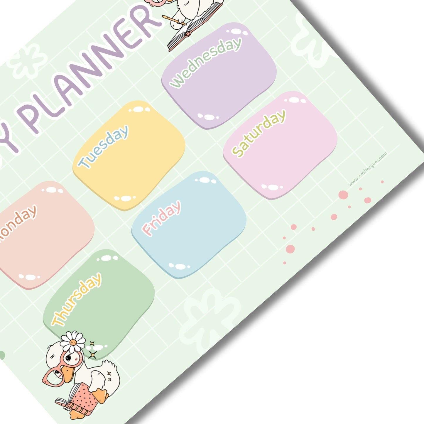 Kawaii Duck Weekly Study Planner – 50 Sheets