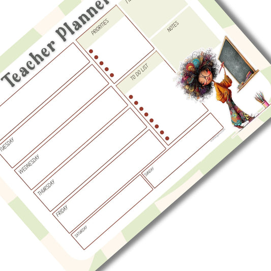 Teacher Weekly Planner Notepad – 50 Sheets