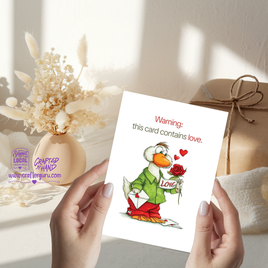 Warning: This Card Contains Love – Cute Valentine’s Day Card VGC-011