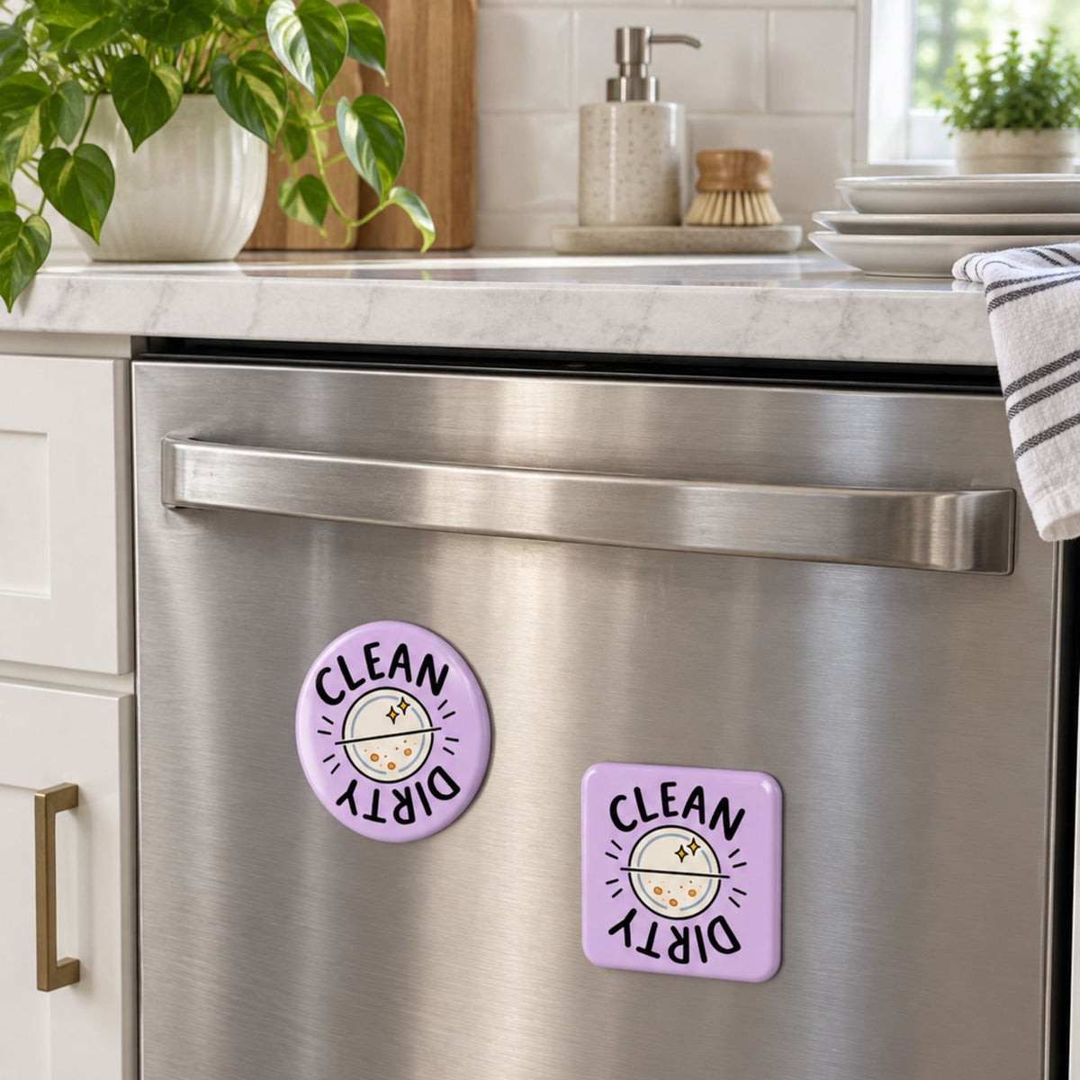 Purple clean dirty dishwasher magnet product photo