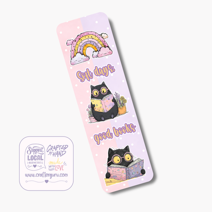 Soft Days, Good Books Bookmark – Cute Cat Book Lover Gift | BMK-002