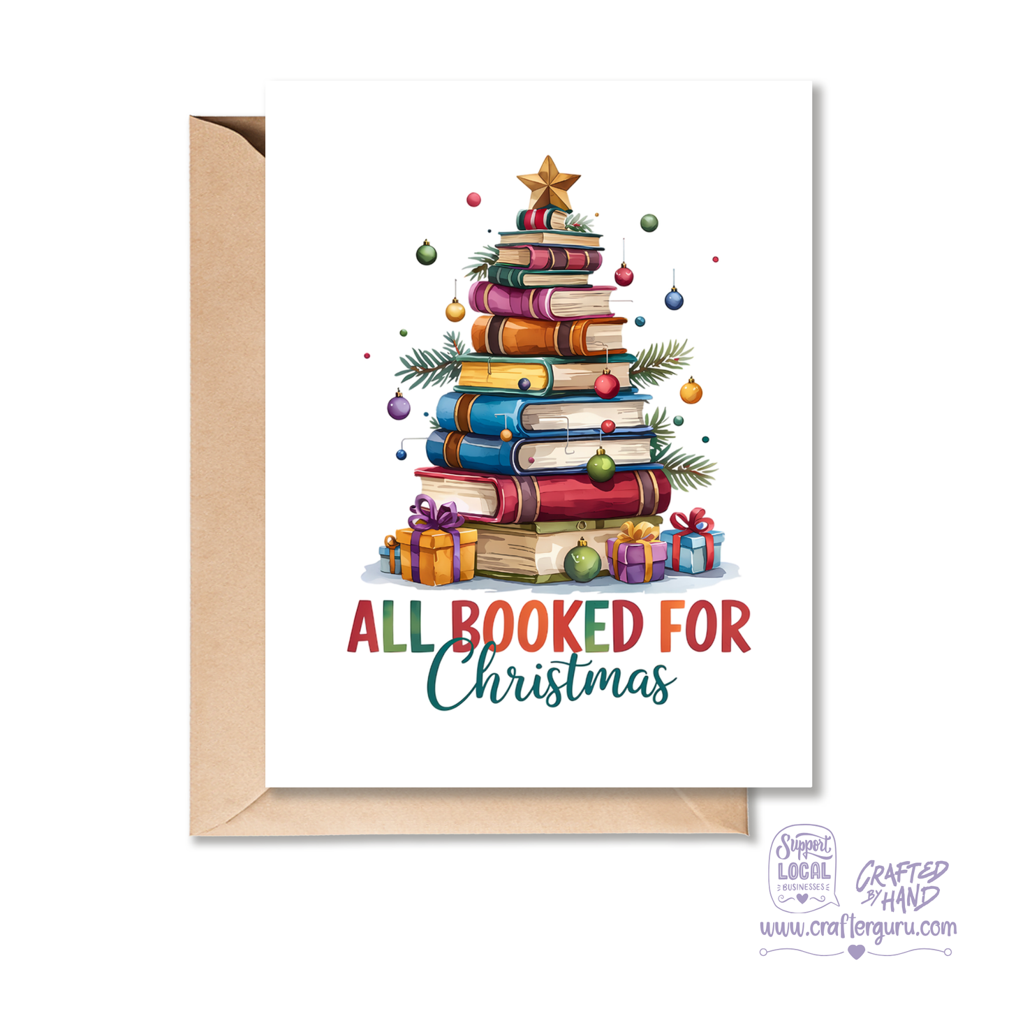 All Booked for Christmas – Book Lover Holiday Card – CRD-CH-026