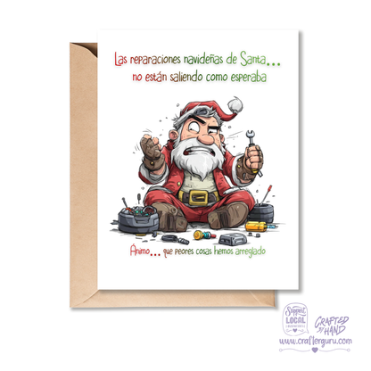 Tarjeta Navideña Divertida – Reparaciones de Santa- CRD-CH-011