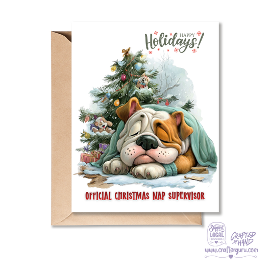 Cute Christmas Card – Official Christmas Nap Supervisor Dog Edition- CRD-CH-012
