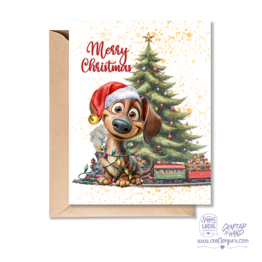 Funny Christmas Card – Tangled Lights Dog Merry Christmas Edition- CRD-CH-015
