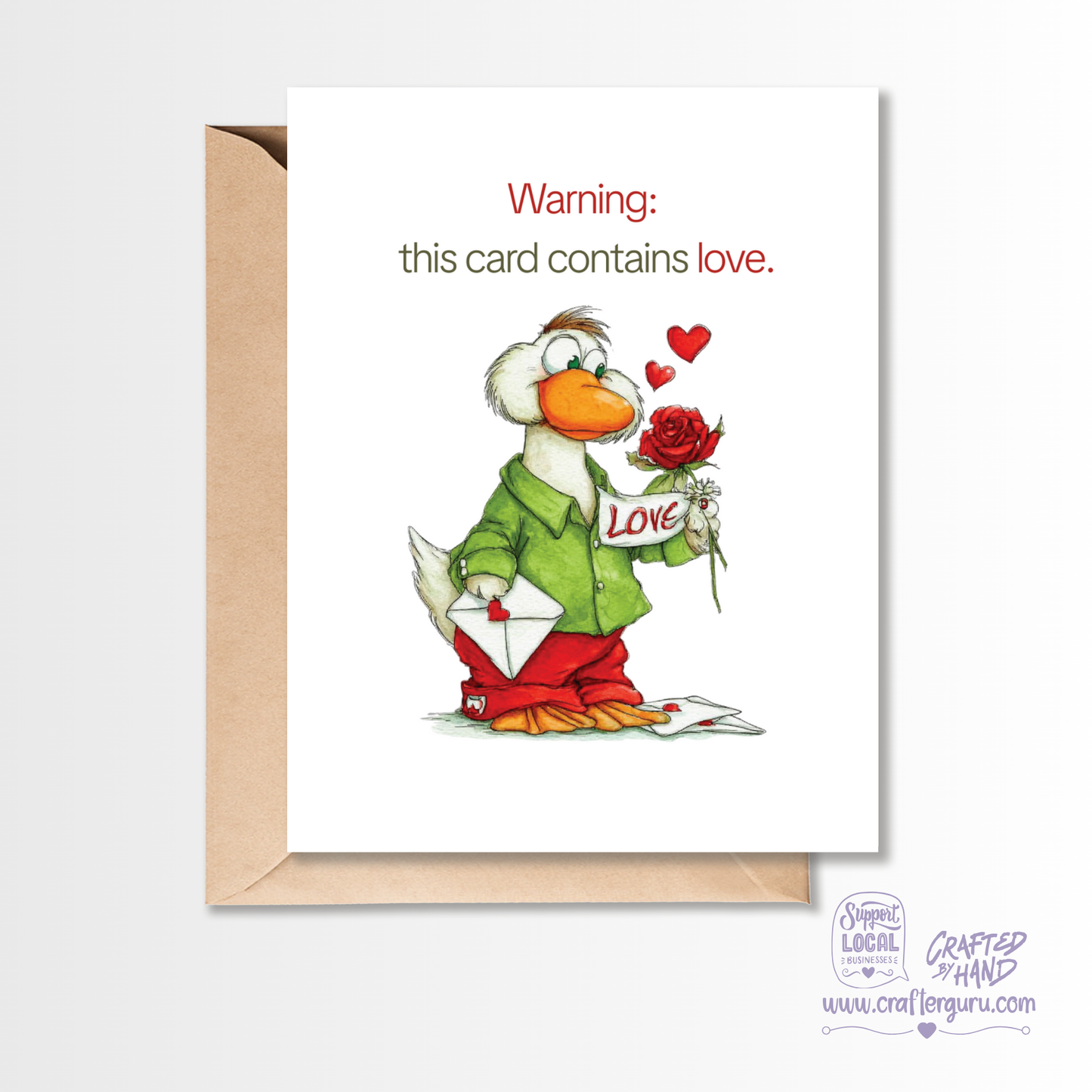 Warning: This Card Contains Love – Cute Valentine’s Day Card VGC-011