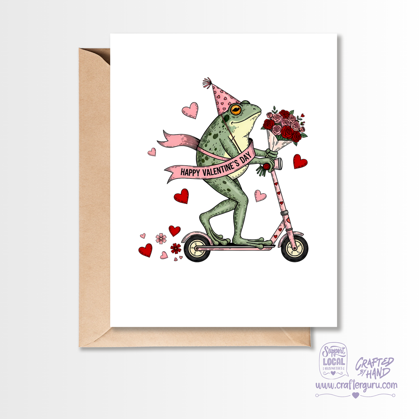 Love on Wheels – Funny Valentine Frog Card VGC-025