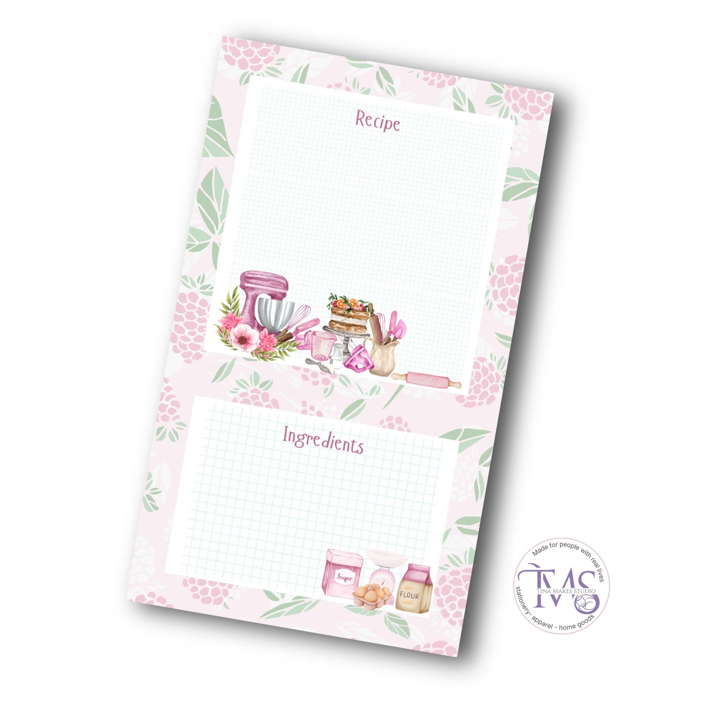 Recipe Notepad – Floral Baking Design