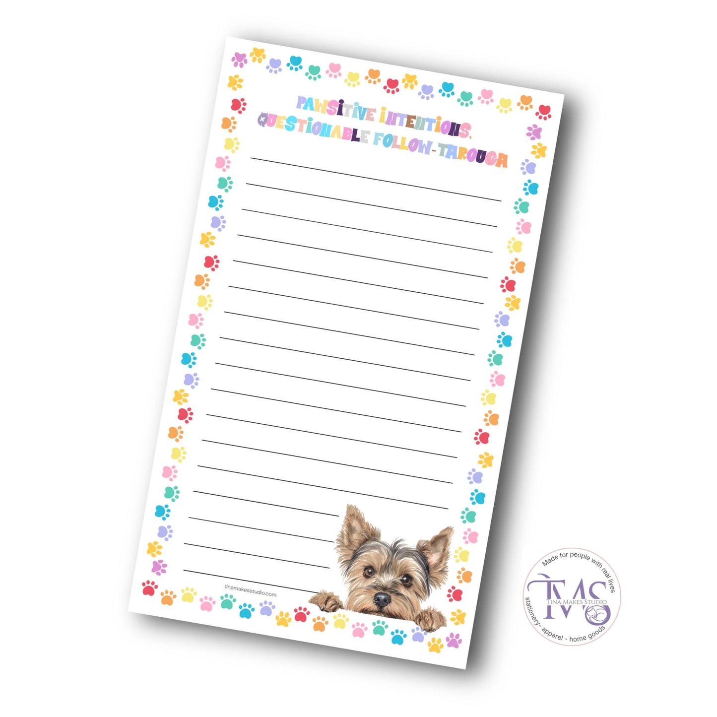 Pawsitive Intentions Notepad – Yorkshire Terrier