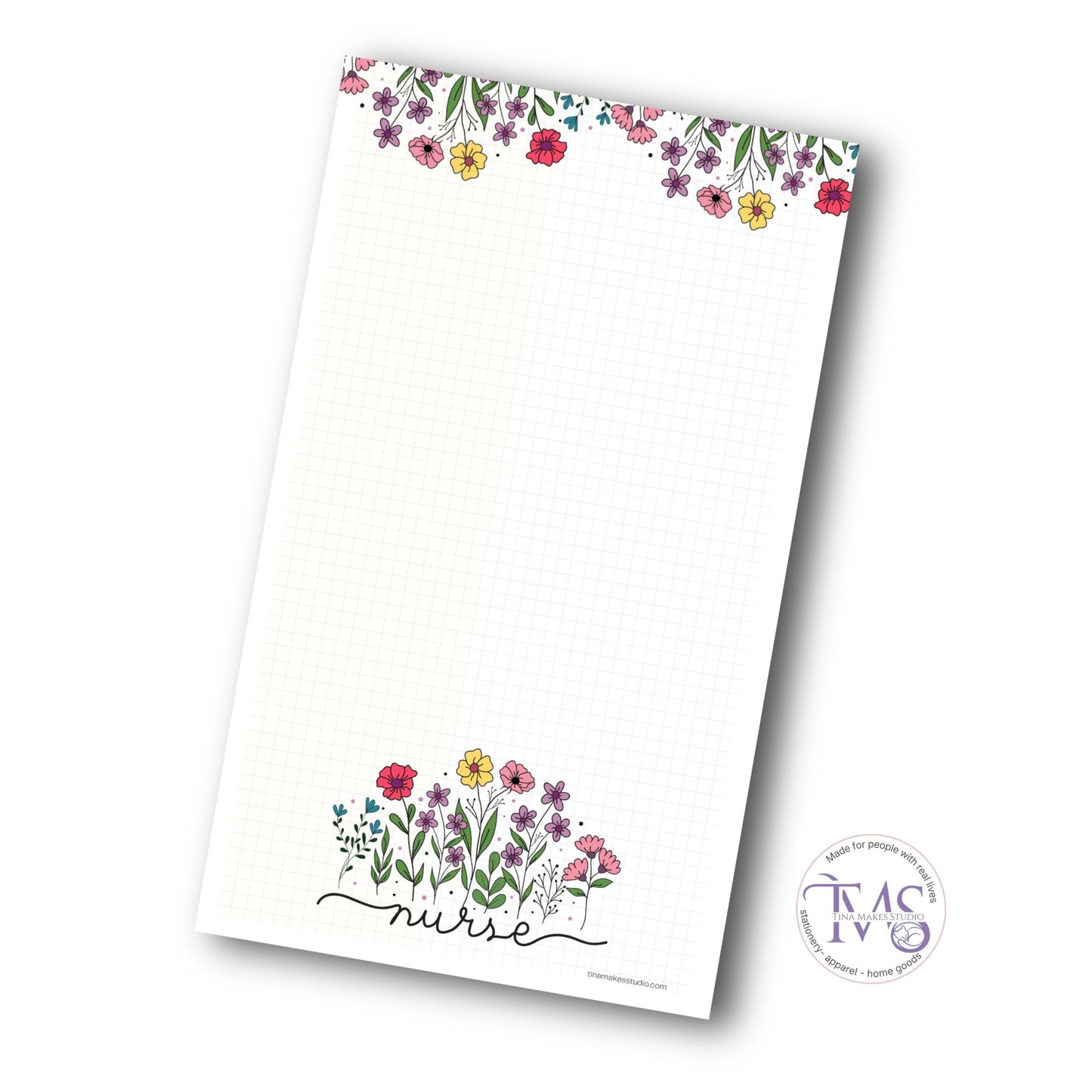 Nurse Floral Notepad – Wildflower Design