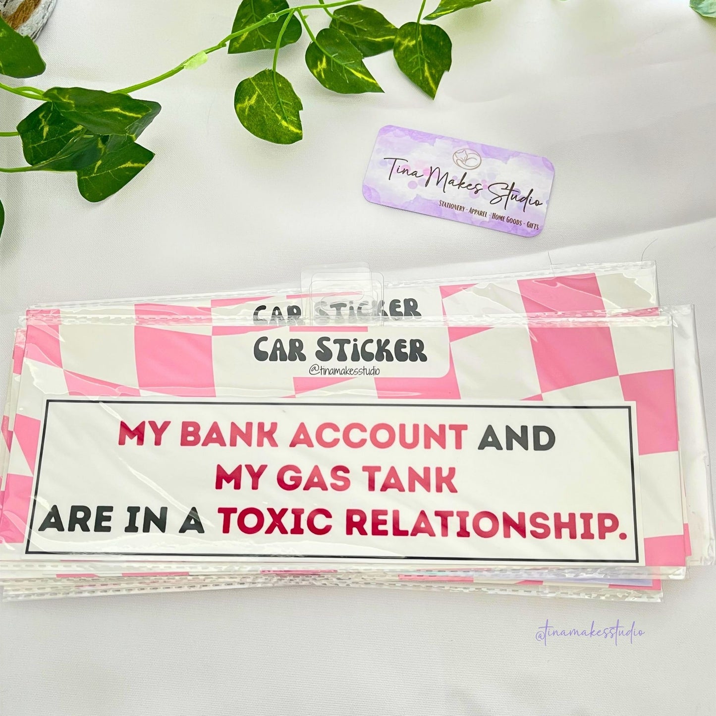 Car Bumper Sticker - Bank Account & Gas Tank Sticker