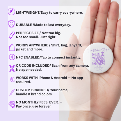 NFC + QR Button Pin – Custom Branded