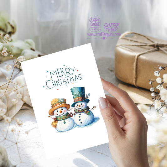 Merry Christmas – Snowman Couple Holiday Card – CRD-CH-031