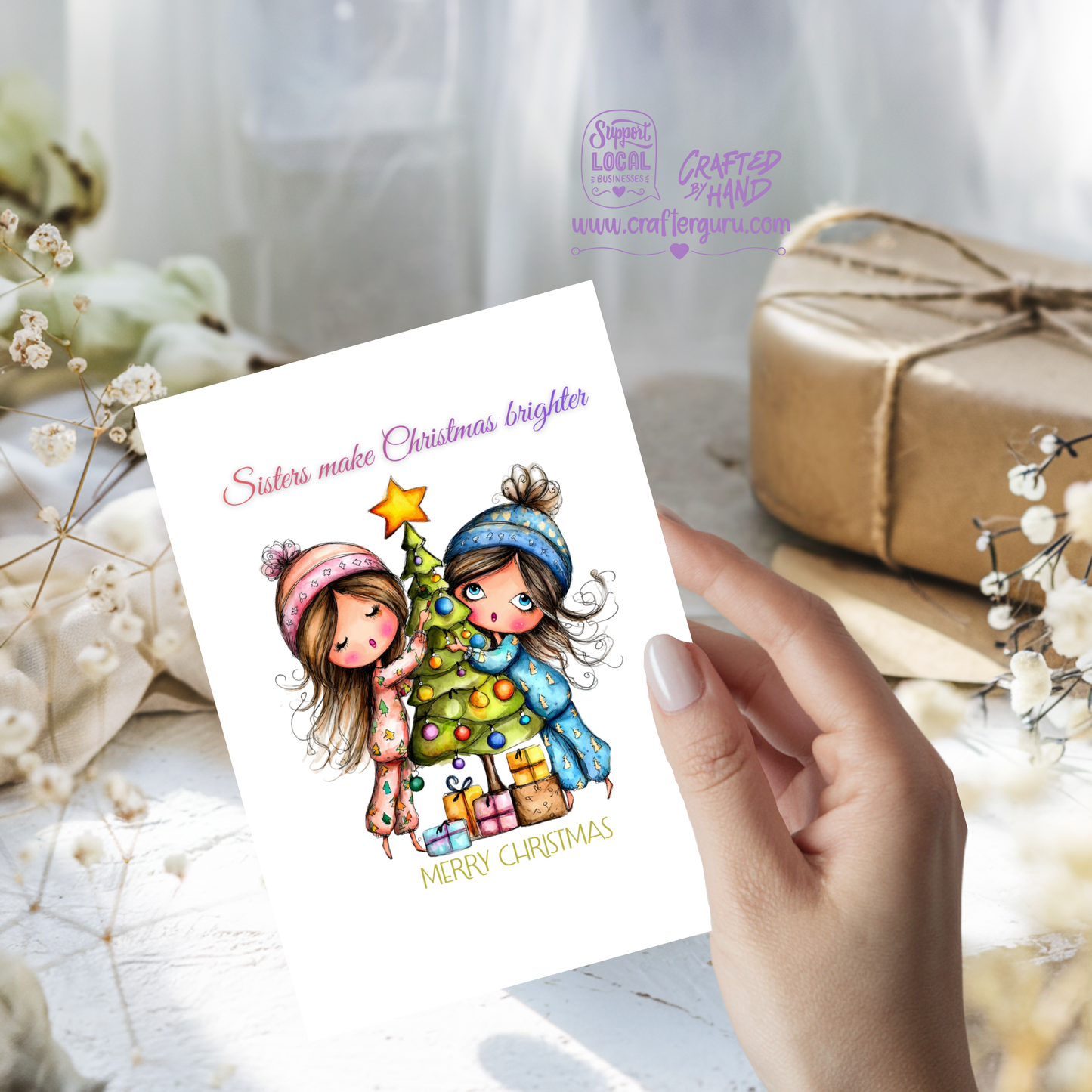 Sisters Make Christmas Brighter – Christmas Greeting Card – CRD-CH-018