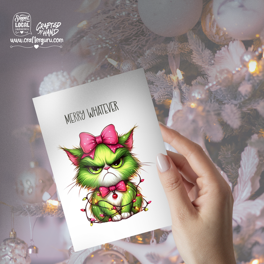 Merry Whatever – Grumpy Christmas Cat Card – CRD-CH-022