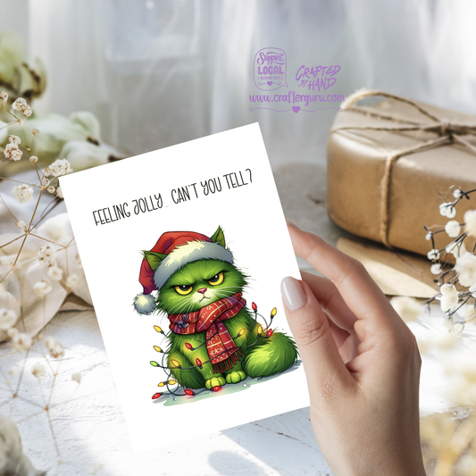 Feeling Jolly Can’t You Tell? – Funny Grumpy Cat Christmas Card – CRD-CH-024