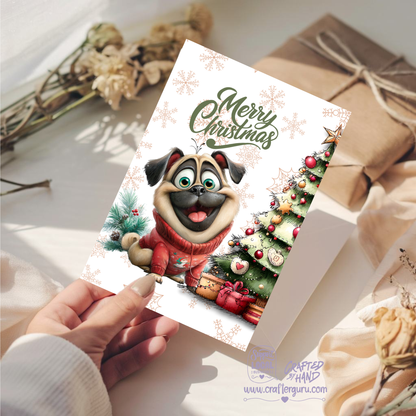 Cute Christmas Card – Merry Christmas Pug Edition- CRD-CH-014