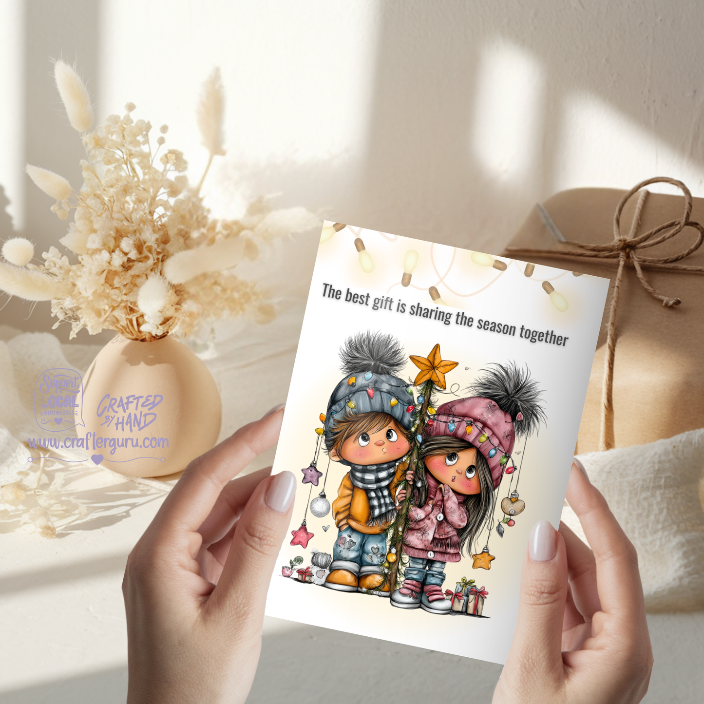 Cute Christmas Card – Sharing the Season Together Couple Edition- CRD-CH-016