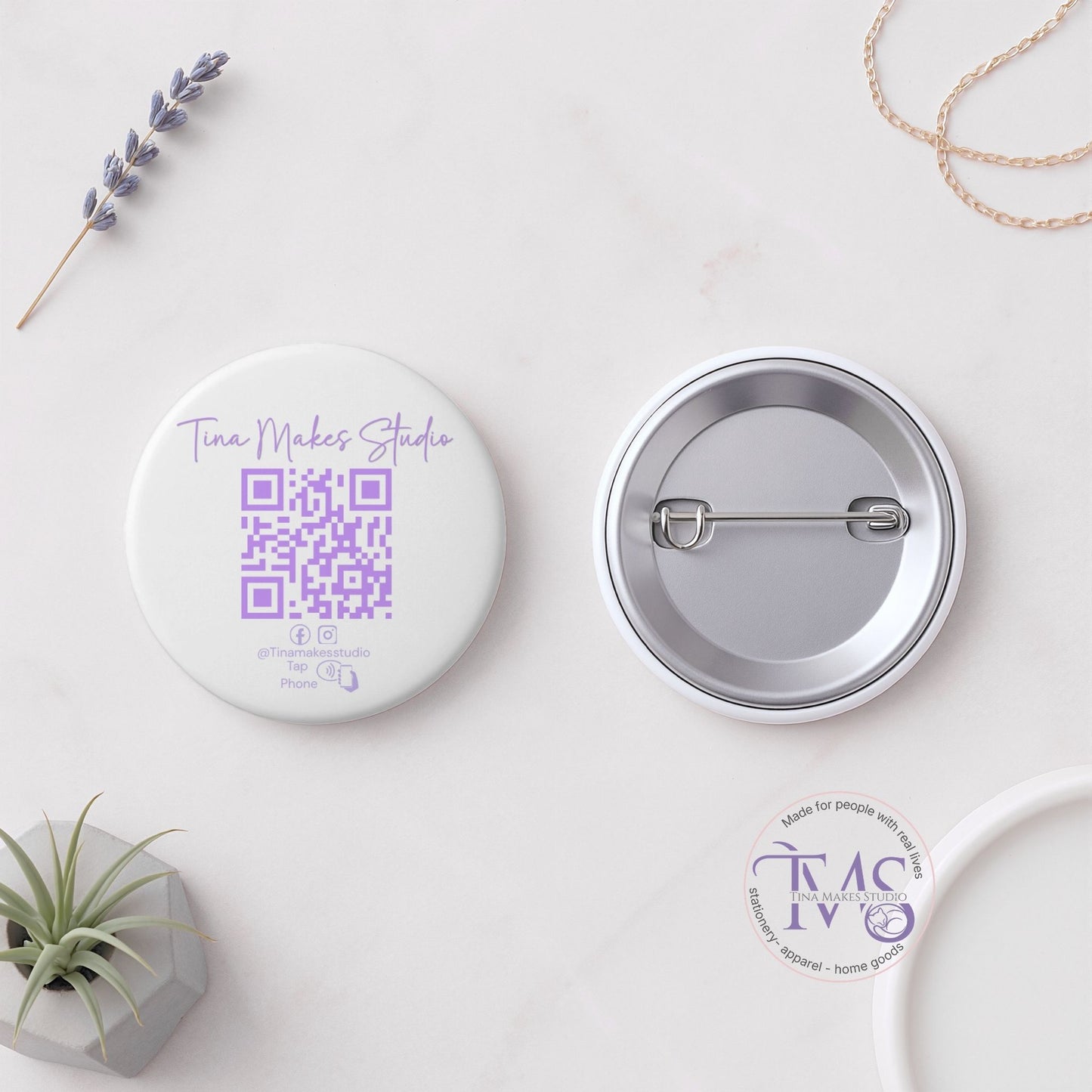 NFC + QR Button Pin – Custom Branded