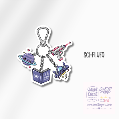 Bookish Genre Charms Sticker - Fantasy, Sci-Fi & Psychology Reader Gifts - Waterproof Kindle Decal- STK-005