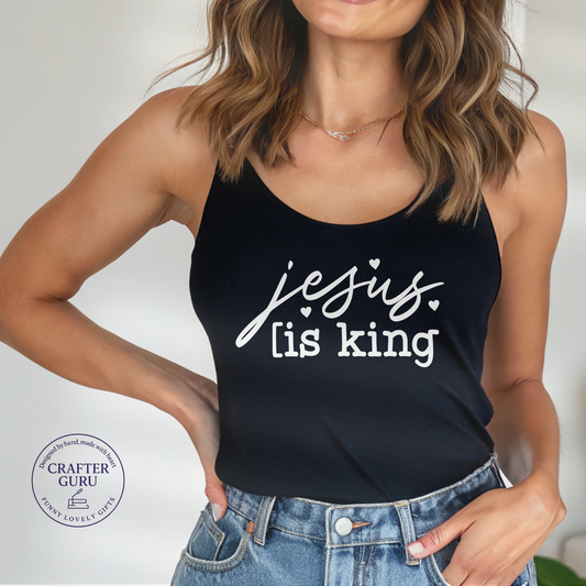 Jesus Is King – Minimalist Christian( Ladies RACERBACK TANK )