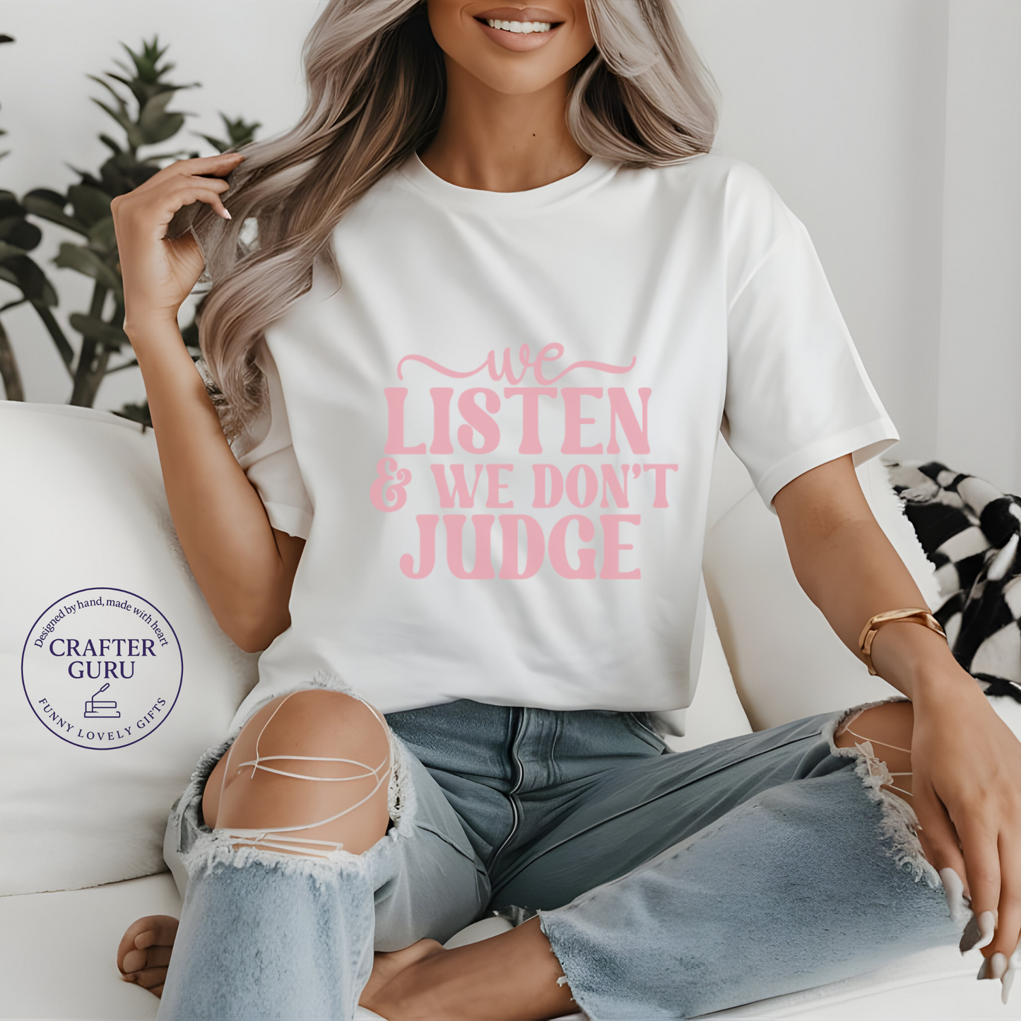 We Listen & We Don’t Judge T-Shirt – Mental Health Therapist (unisex Adult Tees)