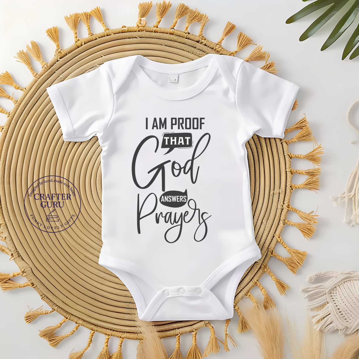 ✨ I Am Proof That God Answers Prayers – Faith-Inspired (Baby Bodysuit)