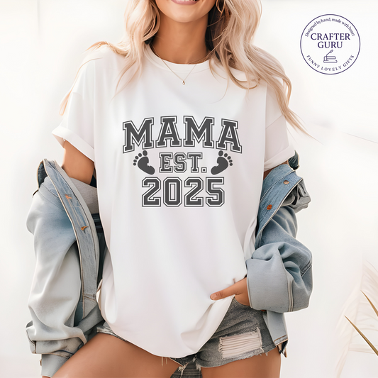 Custom MAMA EST. [Year] T-Shirt – New Mom Gift (unisex Adult Tees)