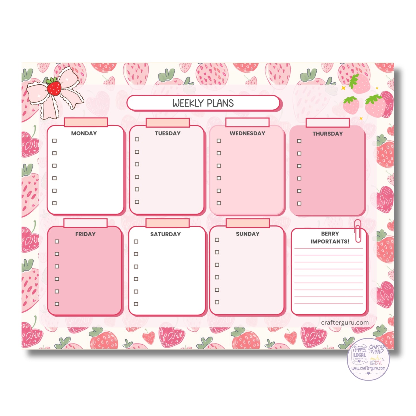 Berry Sweet Weekly Planner Pad