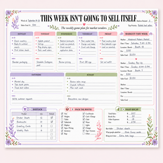 This Week Isn't Going to Sell Itself – Market Vendor Planner Pad