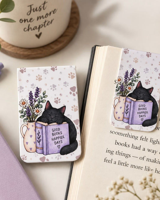 Good Books Happier Days Magnetic Cat Bookmark