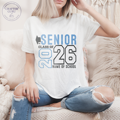 Class of 2026 Personalized Senior T-Shirt – Custom School Name Option (unisex Adult Tees)