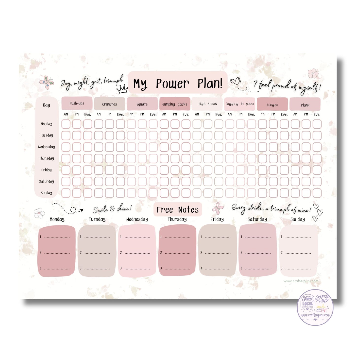My Power Plan! - Fitness & Wellness Weekly Tracker Notepad