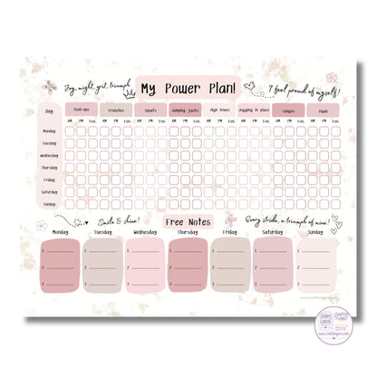 My Power Plan! - Fitness & Wellness Weekly Tracker Notepad