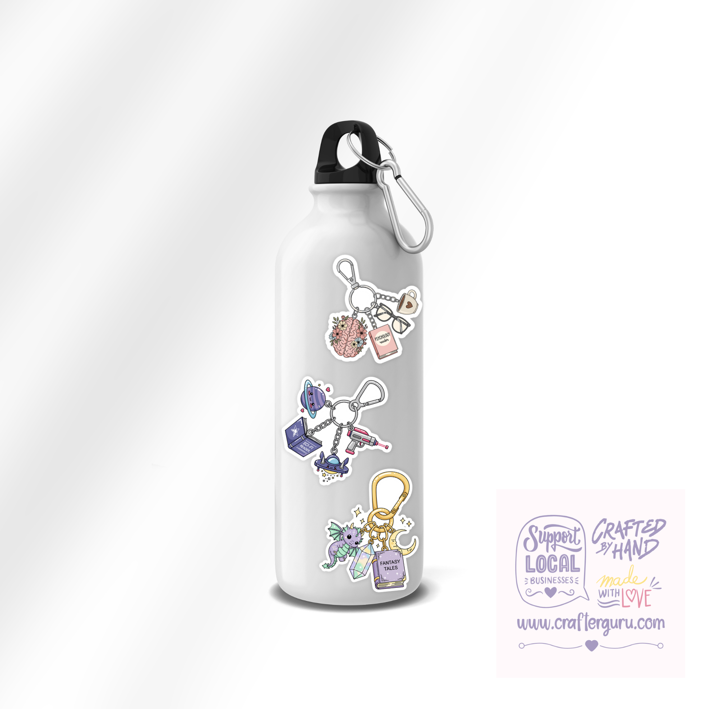 Bookish Genre Charms Sticker - Fantasy, Sci-Fi & Psychology Reader Gifts - Waterproof Kindle Decal- STK-005