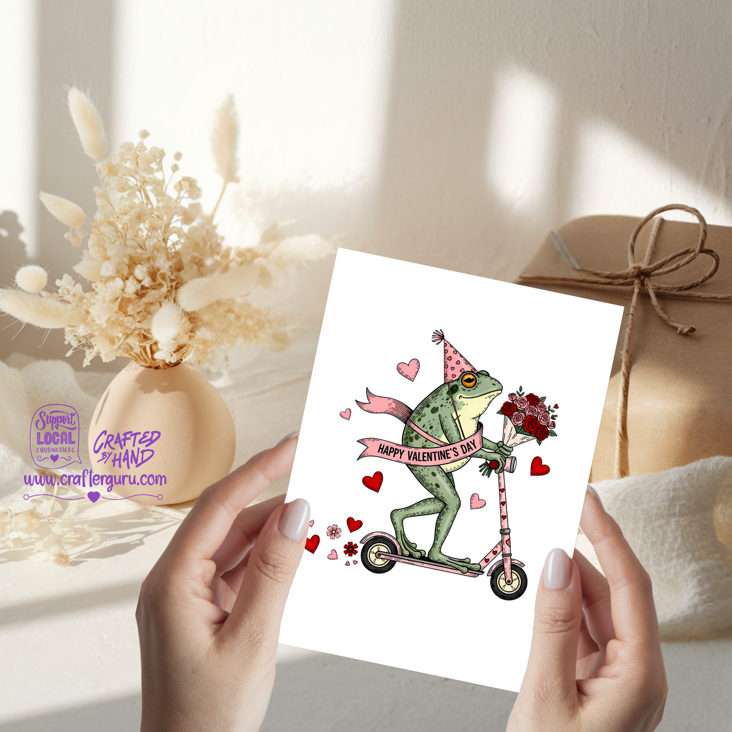 Love on Wheels – Funny Valentine Frog Card VGC-025