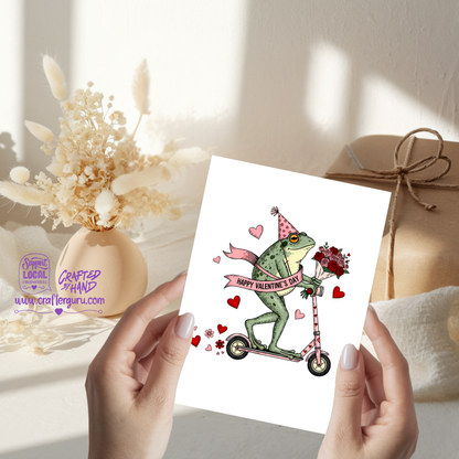 Love on Wheels – Funny Valentine Frog Card VGC-025