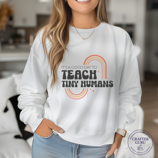 Teach Tiny Humans  – Retro Rainbow Teache (Adult Long Sleeve)
