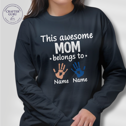 Custom Mom T-Shirt – This Awesome Mom(Adult Long Sleeve)