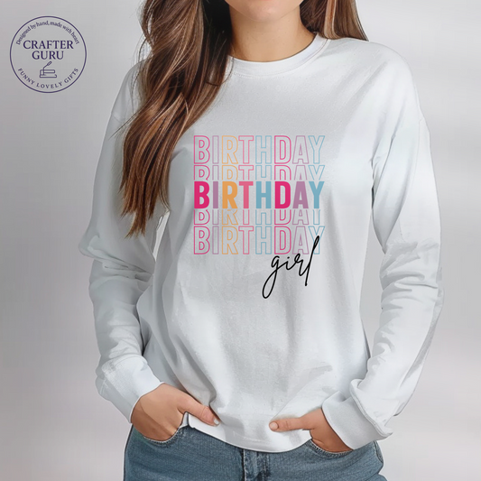 Birthday Girl Tee – Soft Pastels Edition (Adult Long Sleeve)