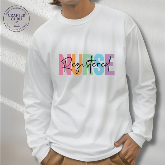Registered Nurse T-Shirt – Soft Colors Minimalist Design(Adult Long Sleeve)
