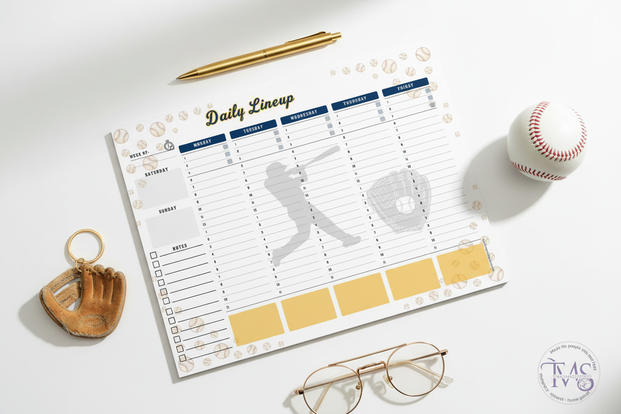 Daily Lineup Baseball Planner Mockup