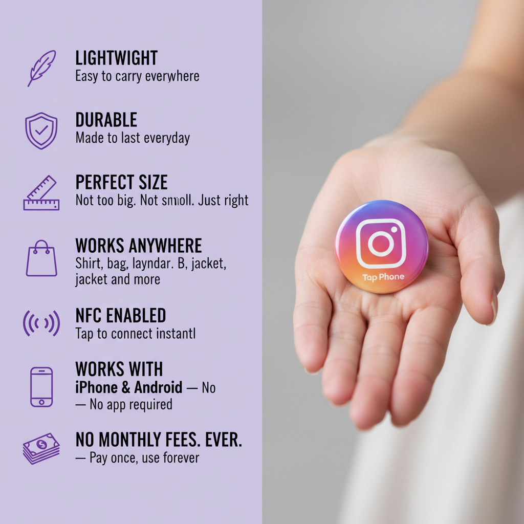 Features Infographic 7 items - Instagram NFC Pin