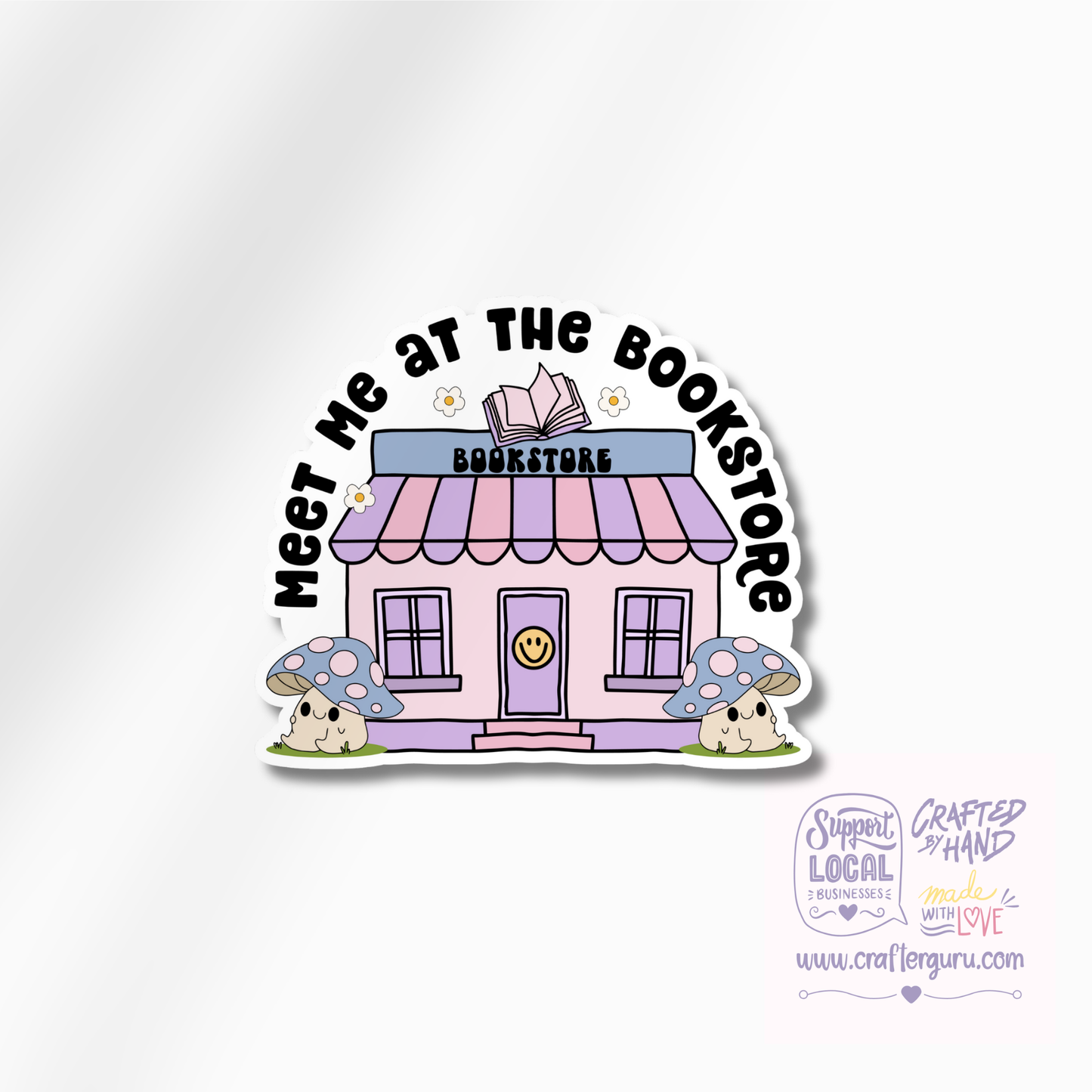 Meet Me At The Bookstore Sticker | Aesthetic Bookish Vinyl Decal | Cozy Reading Laptop Sticker | Gift for Book Lovers | STK-009