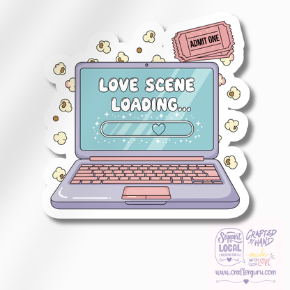 Love Scene Loading Sticker | Aesthetic Laptop Movie Decal | Funny Romance Lover Sticker | Waterproof Vinyl Laptop Decal | STK-026
