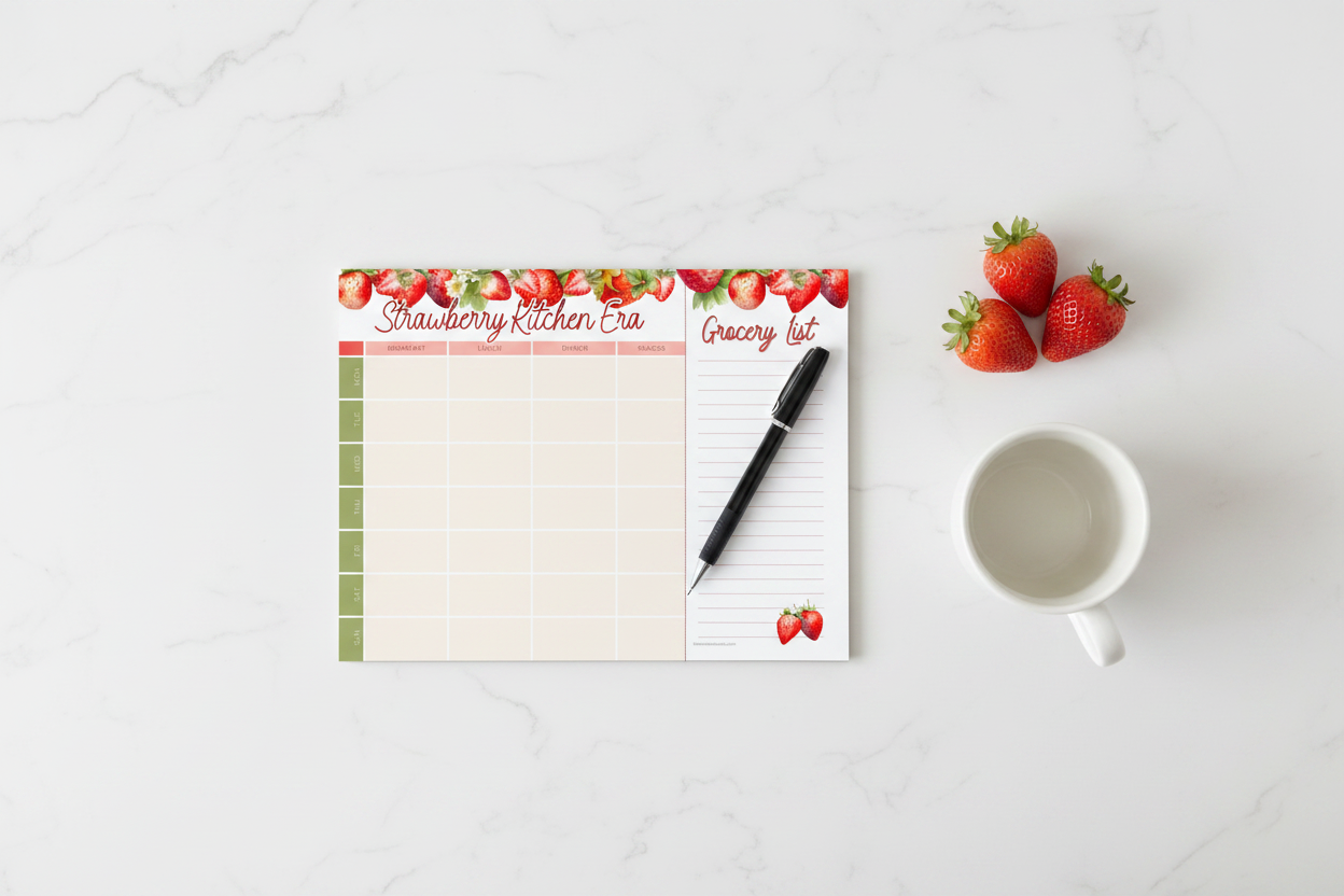 Strawberry Kitchen Era Meal Planner Mockup