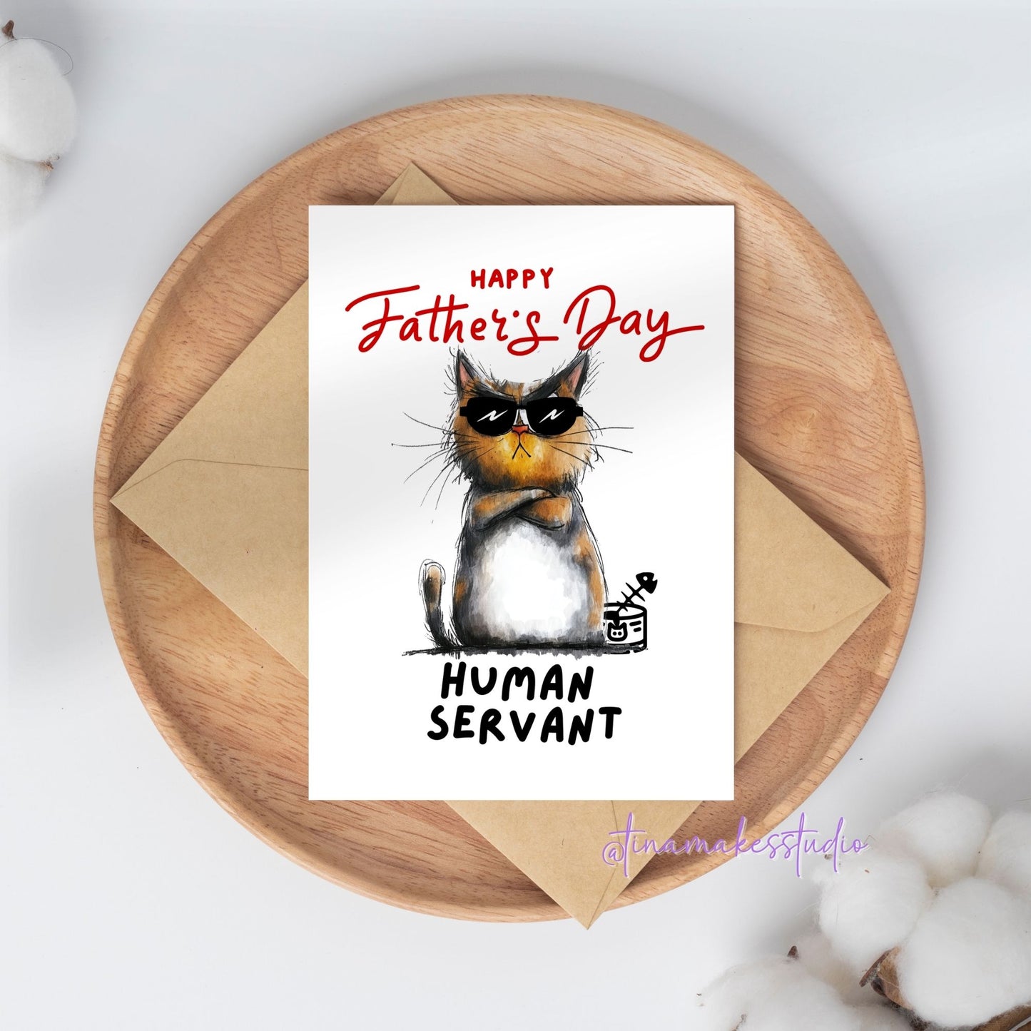 Father's Day Greeting Card – Cat Human Servant