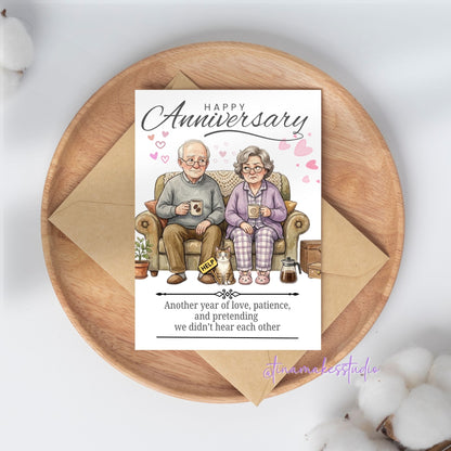 Funny Anniversary Greeting Card – Love, Patience & Pretending